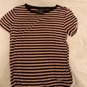 orange white and black striped shirt